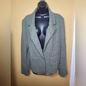 Anthropologie Porridge Textured Knit Green Blazer Jacket sz L